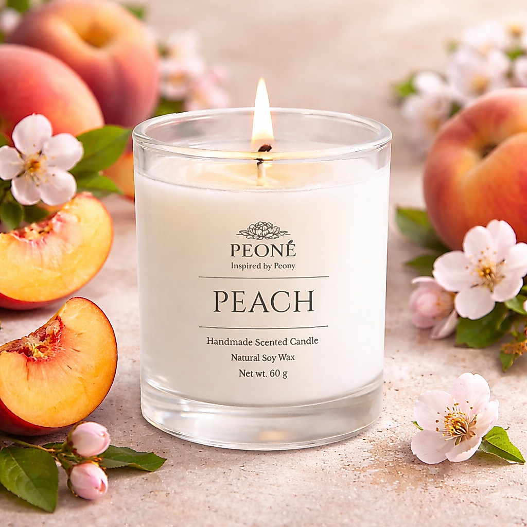 เทียนหอมไขถั่วเหลือง 100% กลิ่น PEACH (พีช)