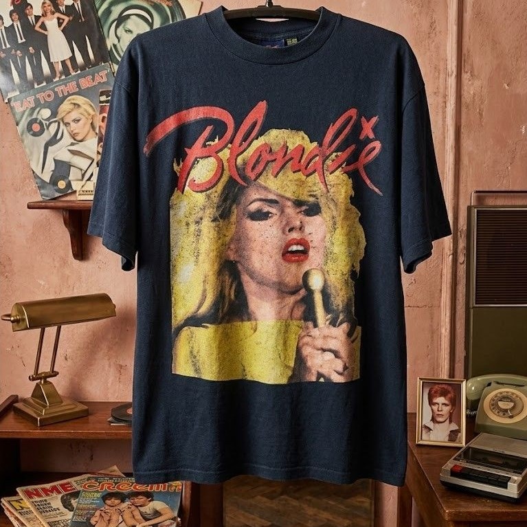เสื้อวินเทจ​ เสื้อวงป็อปร็อค/นิวเวฟยุค 70s-80s Blondie ลายหน้านักร้องนำ Debbie Harry