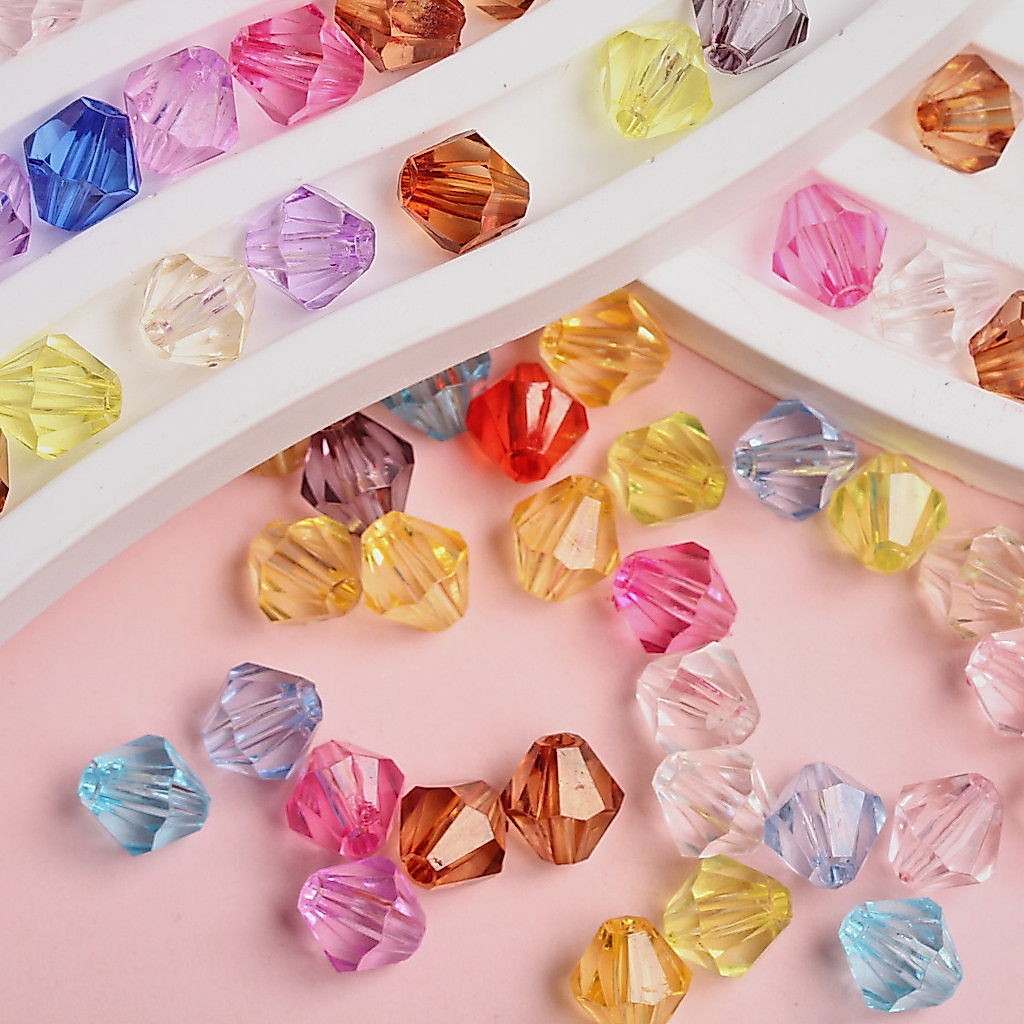 50/100/200ชิ ้ น5/6/8มม.Faceed DIY Biconeหลวมลูกปัดสําหรับเครื ่ องประดับทําอะคริลิคใสอุปกรณ ์
