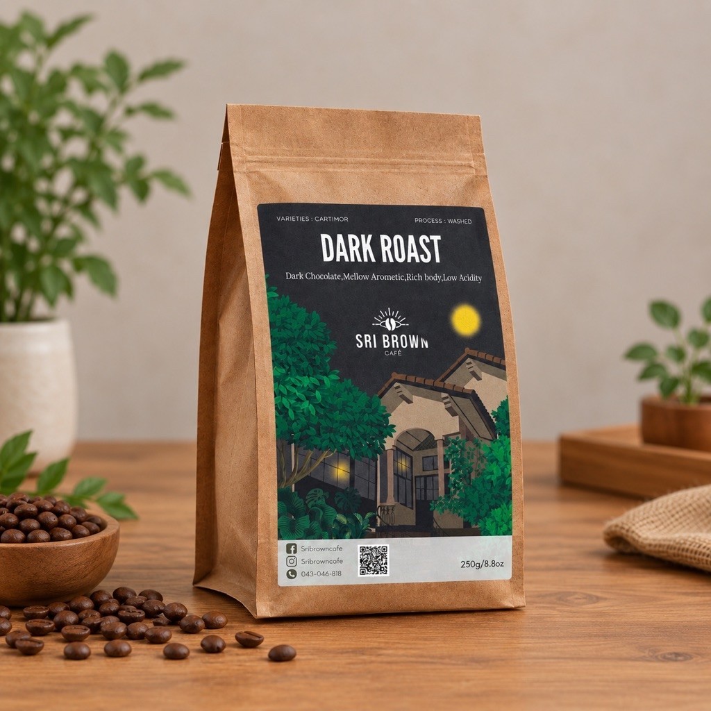 เมล็ดกาแฟ Sribrown คั่วเข้ม ~ Dark Rosted (250กรัม)