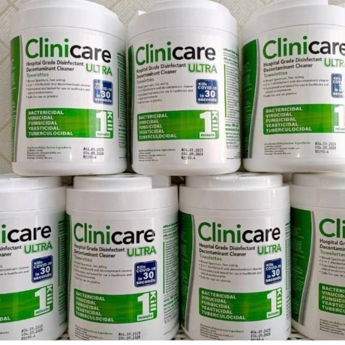 180 แผ่น ทิชชู่เปียก Clinicare Ultra ฆ่าเชื้อใน 30 วินาที