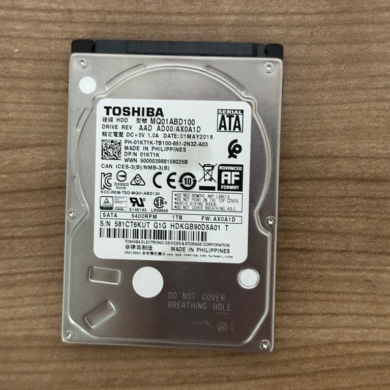 ฮาร์ดดิสก์ไดรฟ์มือสอง (Internal HDD) ขนาด 2.5 นิ้ว ยี่ห้อ Toshiba รุ่น MQ01ABD100 ความจุ 1TB / HDD n