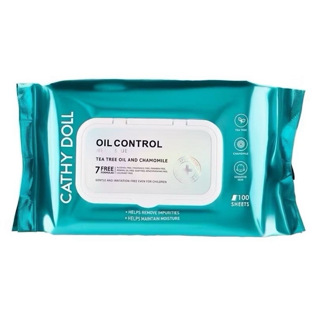 Cathy Doll Oil Control Wet Tissue 100 แผ่น เคที่ดอลล์ ทิชชู่เปียก คุมมัน ออยล์คอนโทรลเว็ททิชชู่