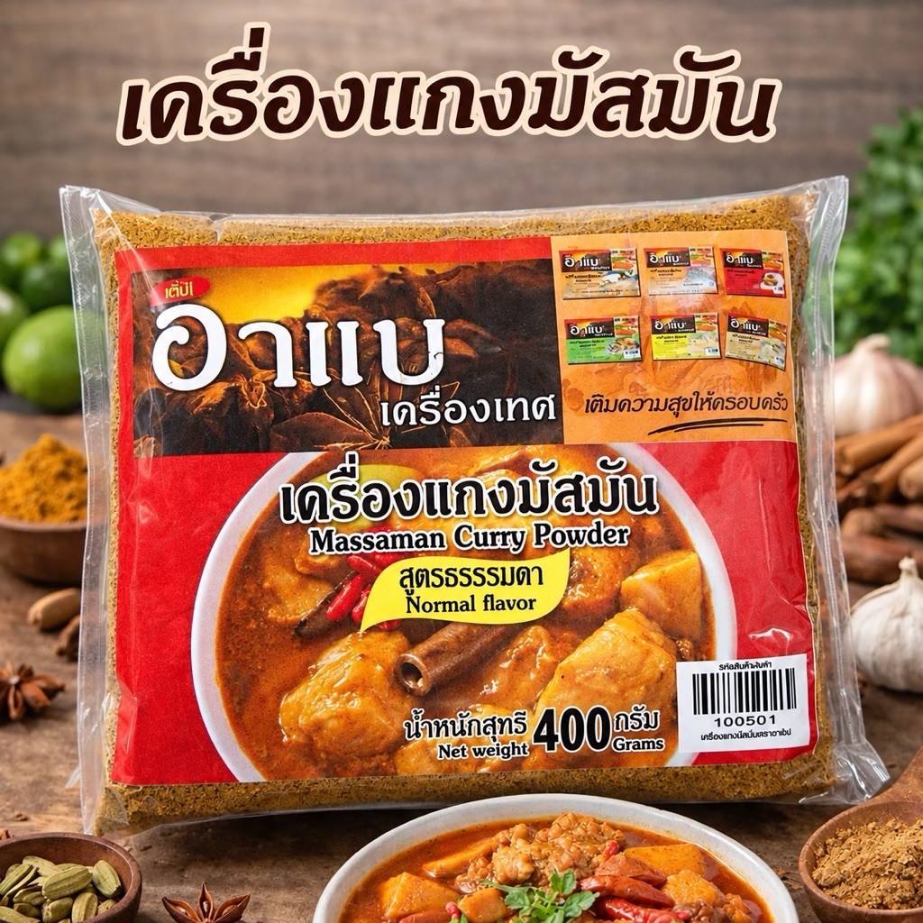 เครื่องแกงมัสมั่น รสชาติกลมกล่อม ขนาด 400กรัม