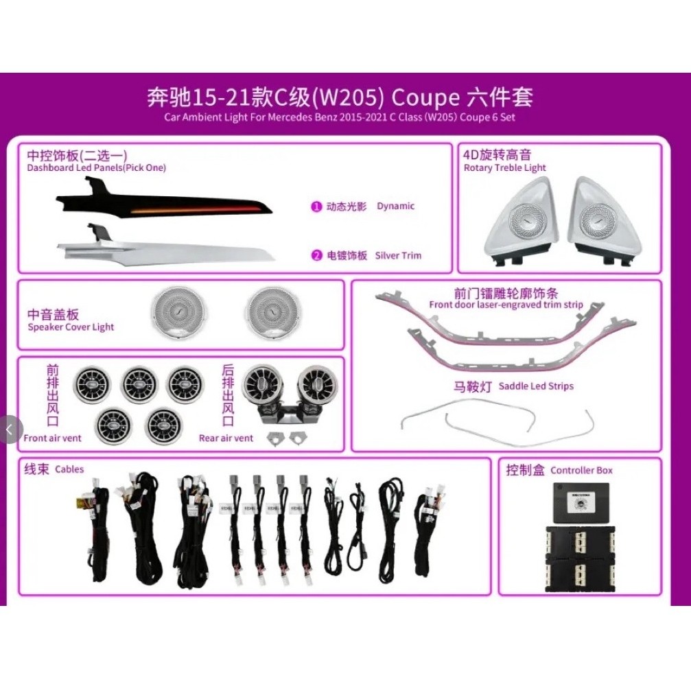ไฟAmbientlightingbenz-w205coupe-15-20
