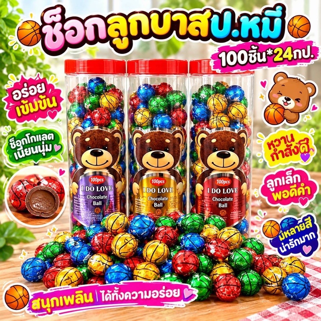ช็อกโกแลต100ชิ้นกป.หมี อย.ไทย ช็อกโกแลต2บาท ช็อกเหรียญ2บาท พร้อมส่ง
