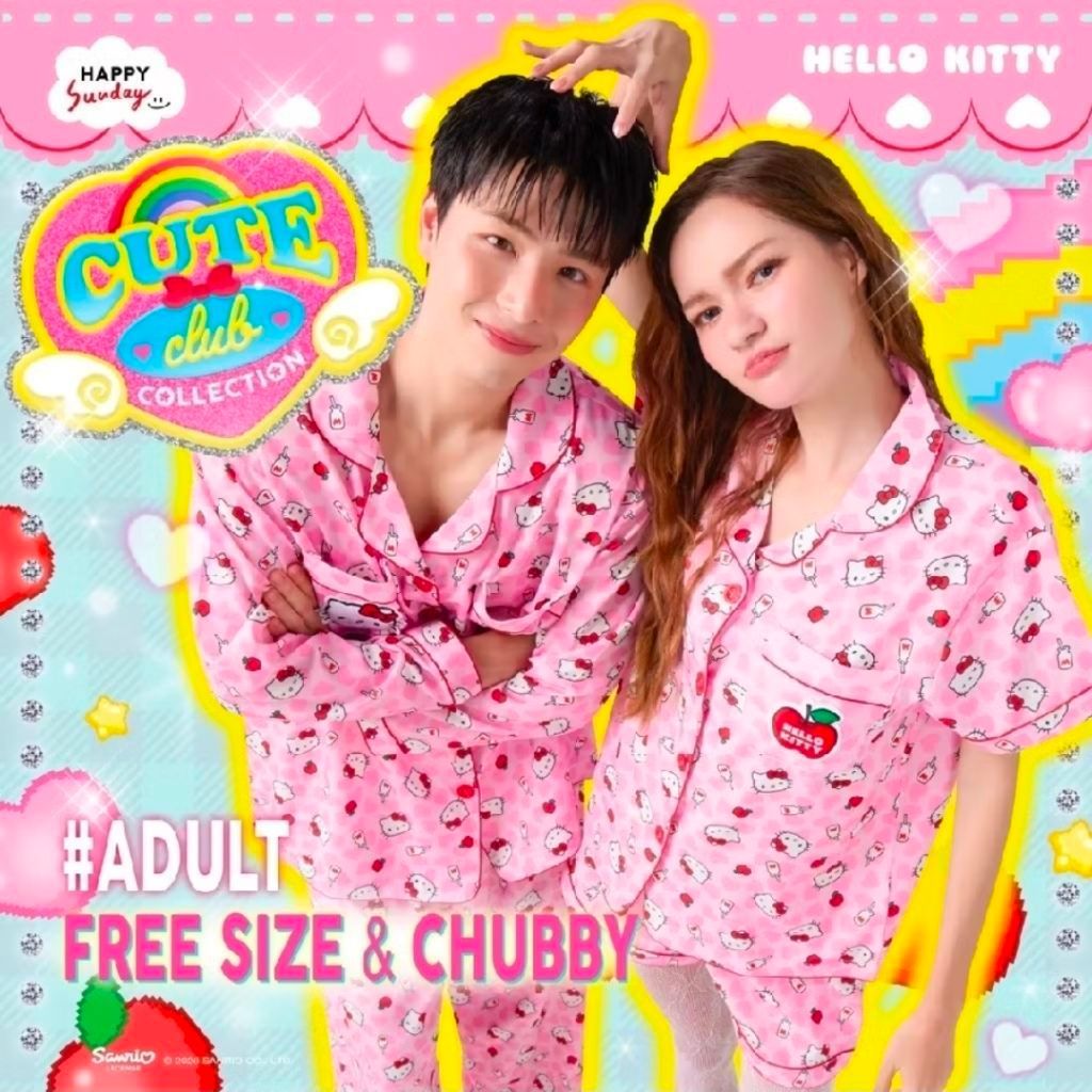 #Happy sunday New ชุดนอนkitty สั้น-สั้น ลิขสิทธิ์แท้