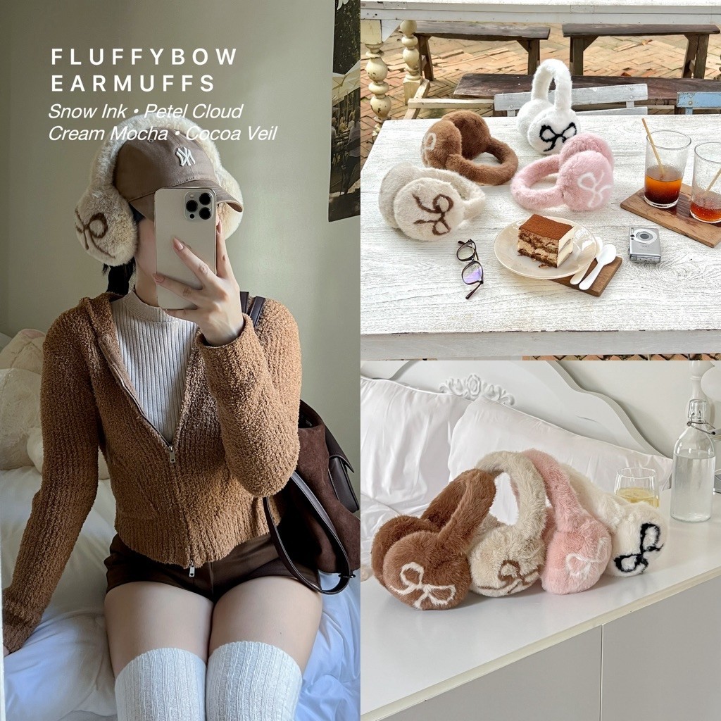Snowmate — Fluffy Bow 𐙚 Earmuffs ที่ปิดหูกันหนาว ที่ครอบหูกันหนาว อุ่น ขนนุ่มฟู (Winter Series)