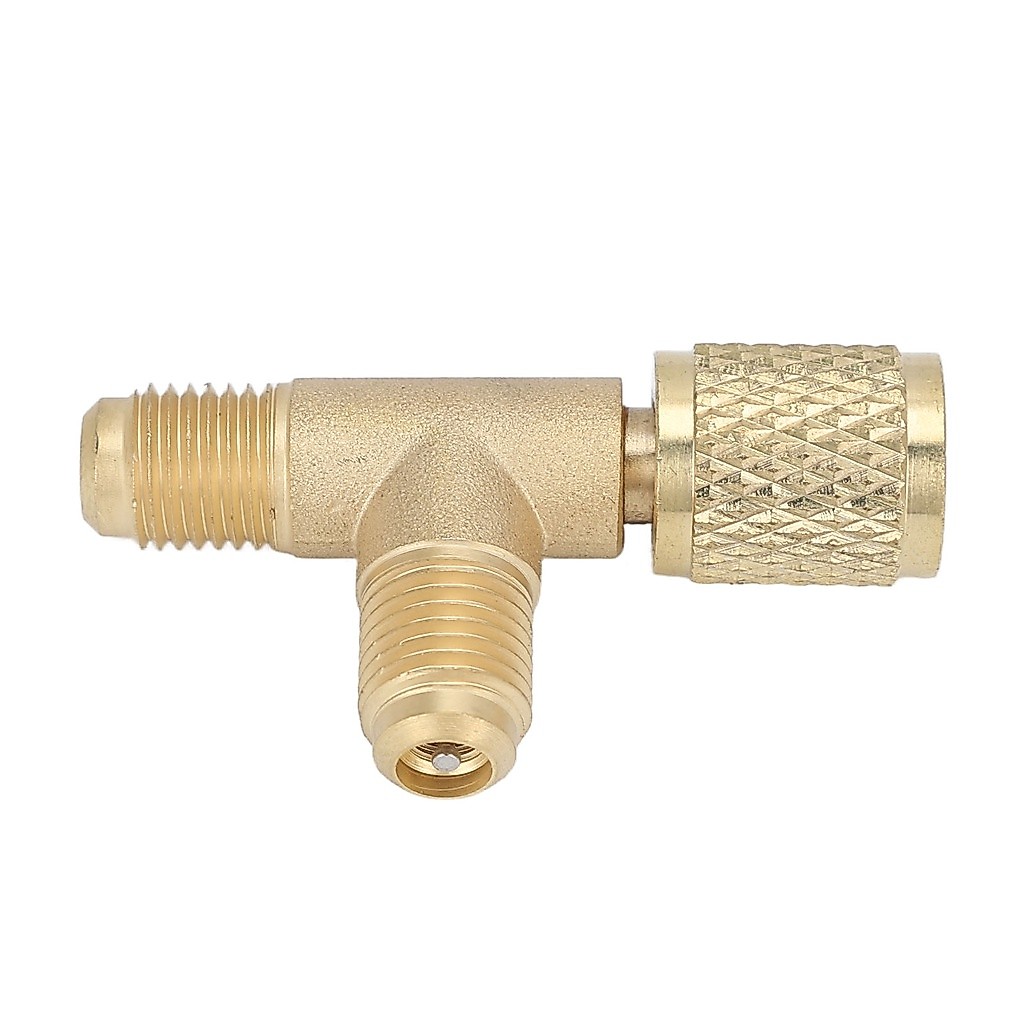 [CSS]อะแดปเตอร์ Quick Coupler Tee พร้อมวาล์วแกนทองเหลือง 1/4in SAE โครงสร้างแข็งแรงสําหรับ R22 R12 R134