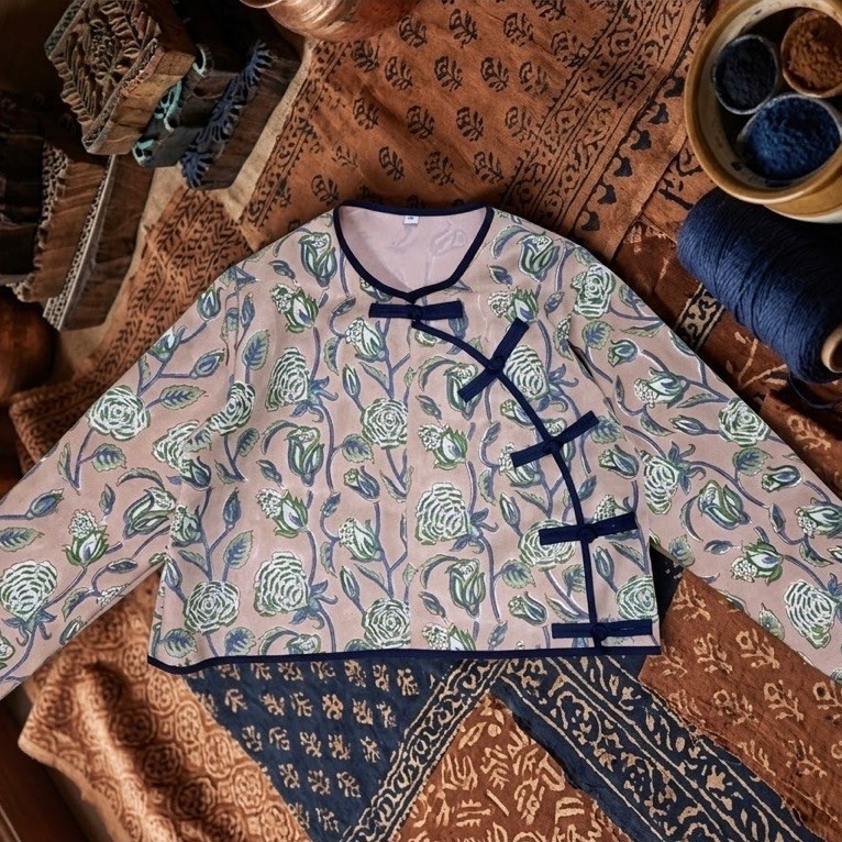 เสื้อผ้าอินเดีย handblock อัดกาว