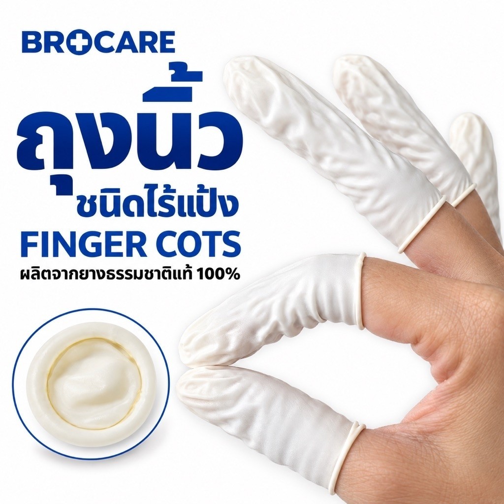 ถุงนิ้วยางธรรมชาติ Finger Cots สีขาว | ป้องกันรอยนิ้วมือ ฝุ่น และสิ่งสกปรก | ถุง 500 , 100 , 50 กรัม พร้อมส่งสุดคุ้ม