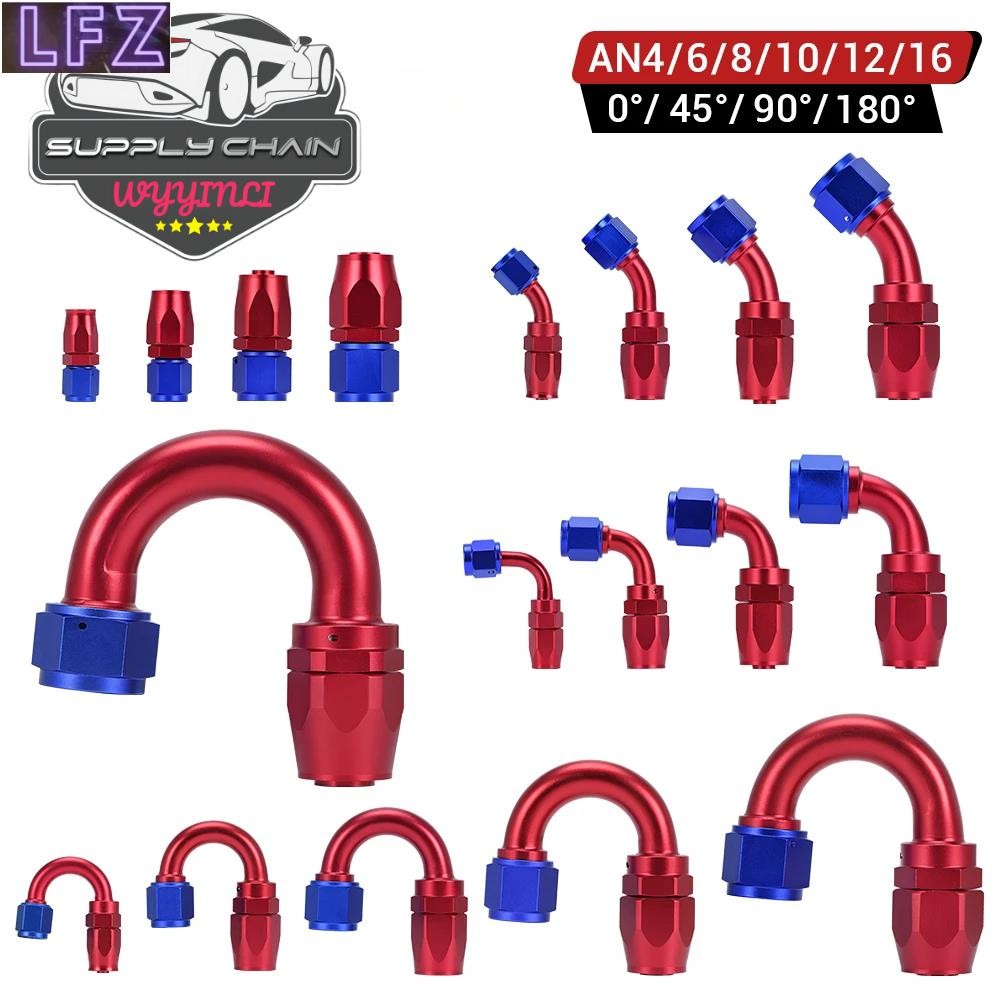 อะแดปเตอร์ท่อน้ํามันเชื้อเพลิง AN4 AN6 AN8 AN10 AN12 AN16 ตรง 0 45 90 180 องศา สีแดง และสีน้ําเงิน