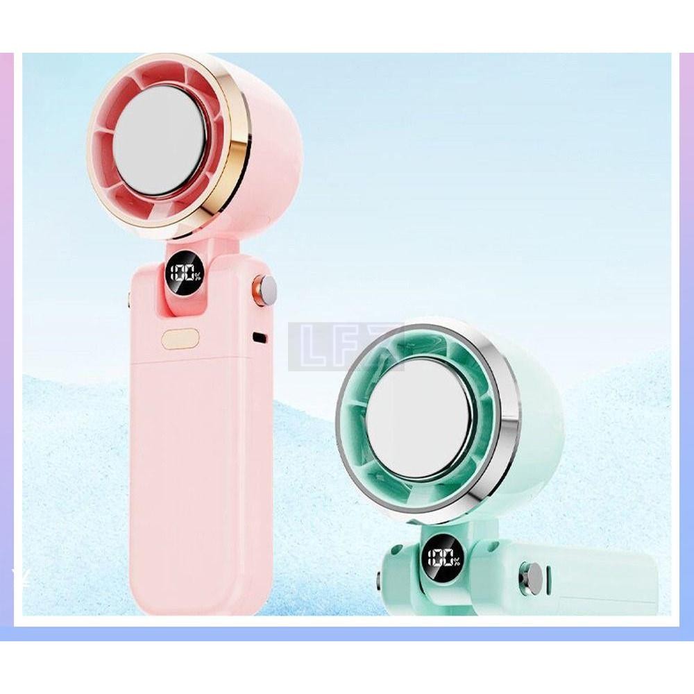 CBT พัดลมขนาดเล็กแบบใช้มือถือพับได้พร้อมจอแสดงผลดิจิตอล 100 ระดับปรับได้พัดลมไฟฟ้าพัดลมห้อยคอแบบพกพา