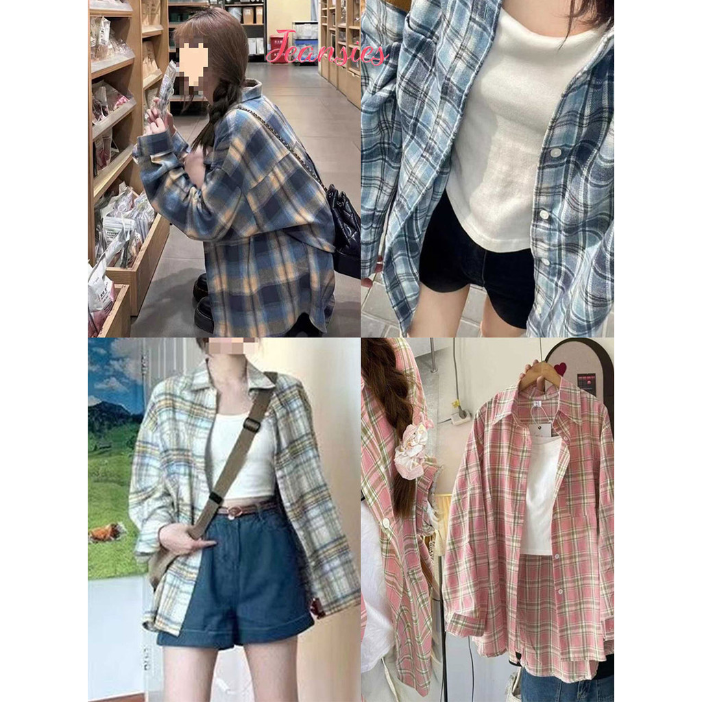 เสื้อเชิ้ตแขนยาว ลายสก็อต ใส่คลุมรับซัมเมอร์