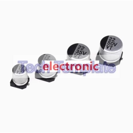 ((10 ชิ้น) Patch ตัวเก็บประจุอลูมิเนียมอิเล็กโทรลีติค 16V22uF 25V22uF 35V22uF 50V22uF 100V22uF SMD P