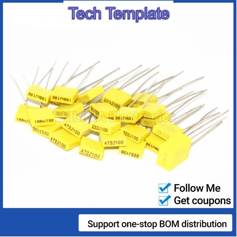 ตัวเก็บประจุฟิล์มโพลีเอสเตอร์ 100V 102J 103J 104J 105J 222J 223J 224J 474J 10 ชิ้น