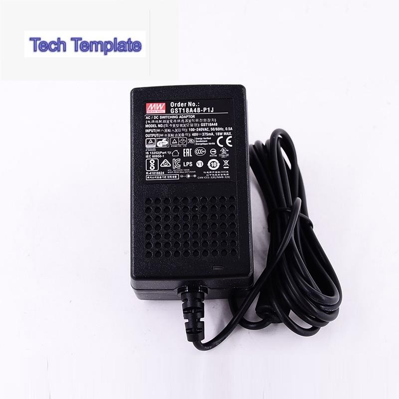 GST18A48-P1J MEAN WELL Desktop Adaptor 110V220V AC ถึง 48V DC 0.375A 18W Meanwell ระดับ VI อะแดปเตอร