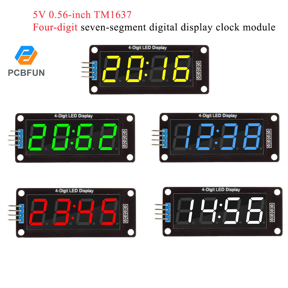 Pcbfun TM1637 0.56 นิ้วจอแสดงผล LED Digital Tube Decimal 7 Segment 4 หลักนาฬิกา Double Dots โมดูล Se