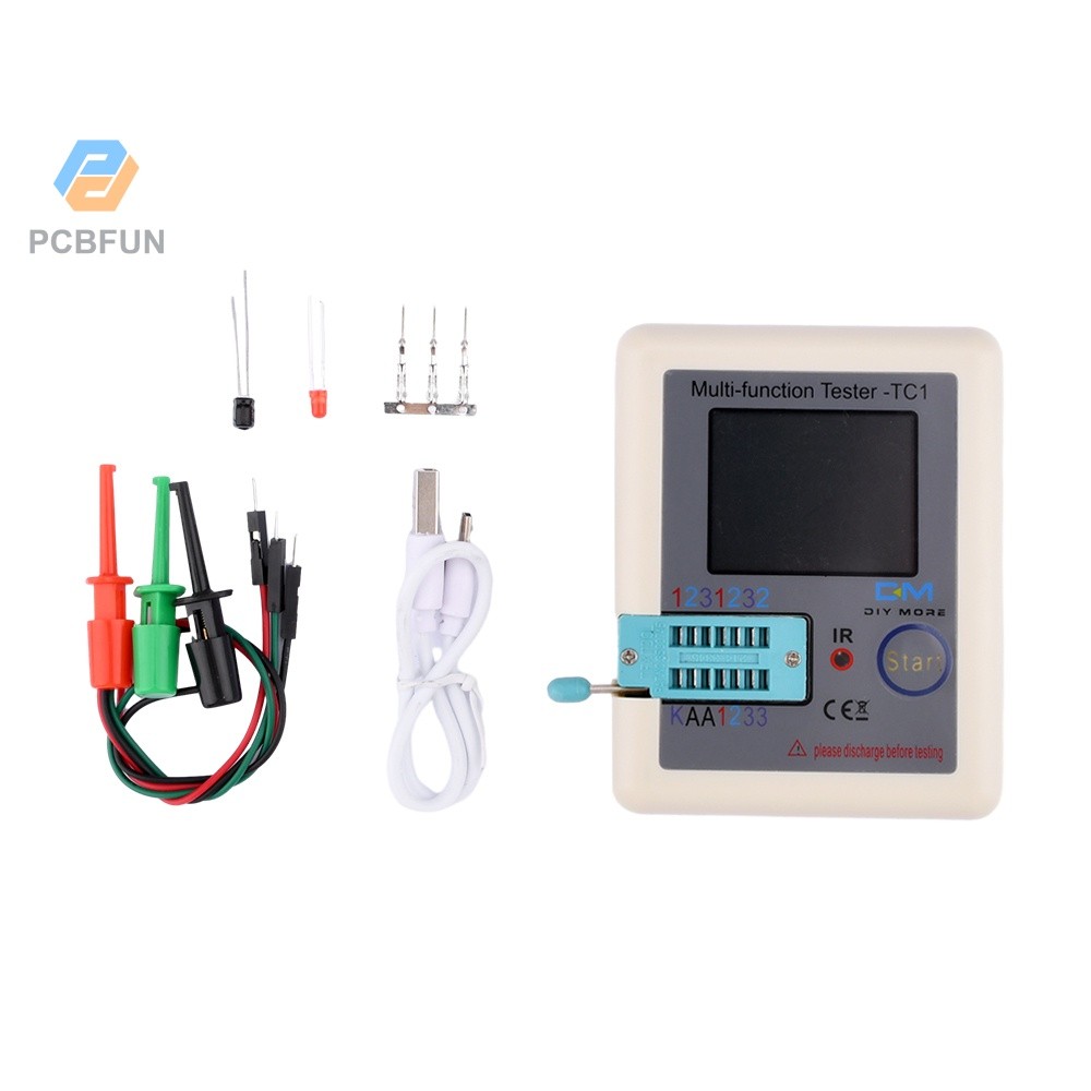 Pcbfun Lcr-tc1 เครื่องทดสอบทรานซิสเตอร์ Tft ไดโอด Triode Capacitance Meter Lcr Esr Npn Mosfet