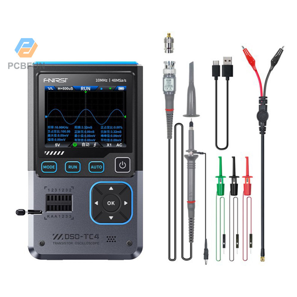 Pcbfun FNIRSI DSO-TC4 Handheld Oscilloscope ทรานซิสเตอร์เครื่องทดสอบ 3 in 1 10MHz Bandwidth 48MSa/s 