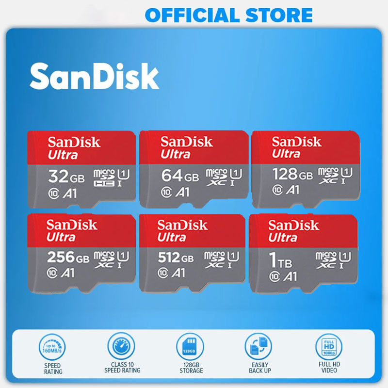 SanDisk Memory Card Ultra 128GB 256GB 400GB 512GB 1TB Micro SD Card Class10 A1 SDHC sd Card