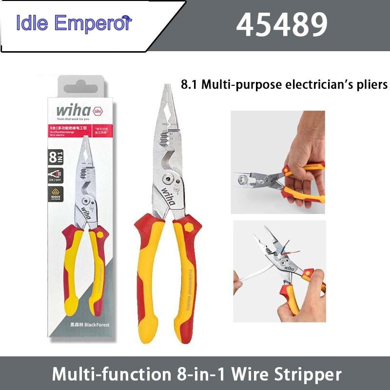 Wiha เครื่องมือฮาร์ดแวร์เครื่องปอกสายไฟมัลติฟังก์ชั่น 8-in-1 45489