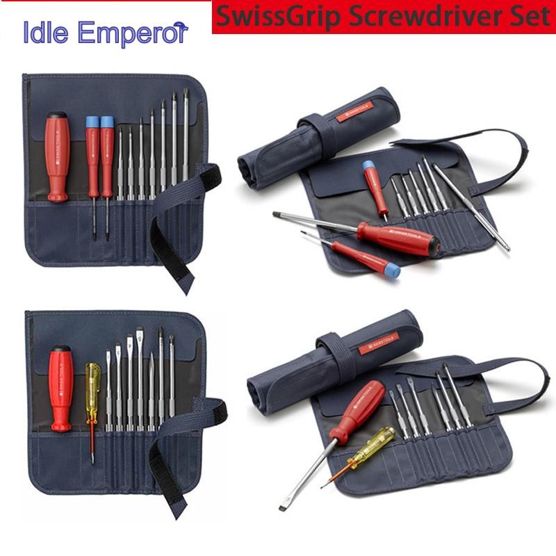 ชุดไขควง PB SWISS TOOLS พร้อมใบมีดเปลี่ยนได้ในชุดไขควงอเนกประสงค์ขนาดกะทัดรัดพร้อมเคส NO.8215|8218 V