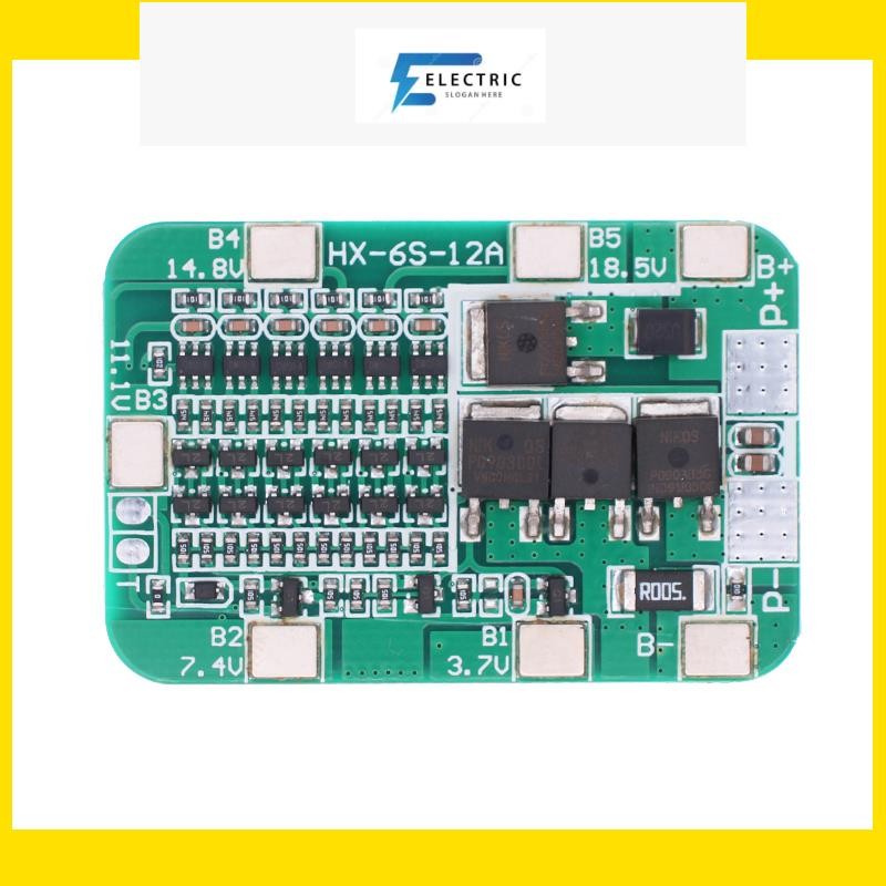 บอร์ดป้องกัน 6S 15A 24V PCB BMS สําหรับโมดูลเซลล์แบตเตอรี่ลิเธียมลิเธียม 18650 DIY 6 แพ็ค