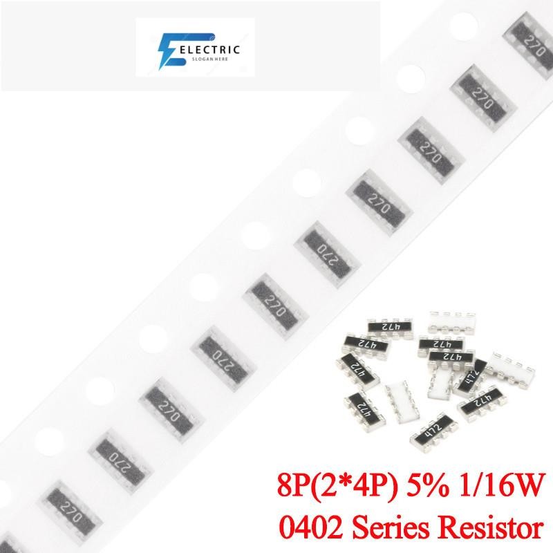 100PCS 0402 ตัวต้านทานเครือข่าย 5% 8P 2x4P 1/16W 0 30 33 51 56 68 75 82 100 220 470 1K 1.5K 2K 5.1K 