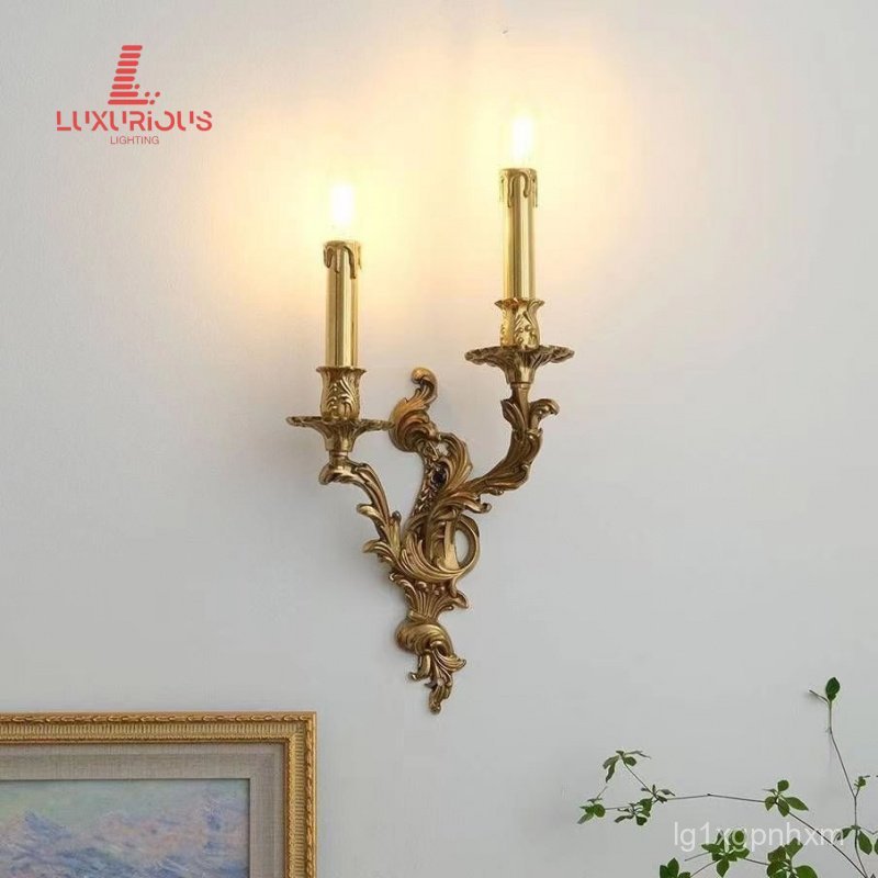 Elegant Candle Aisle Bedroom French Luxury Lamp Living Room Dining Room Vintage Full Wall Lamp Villa