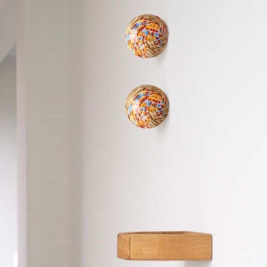 Colored Glass Wall Lamp Dopamine Sphere Corridor Lighting Moon Vintage Entryway Bedroom Bedside Crea