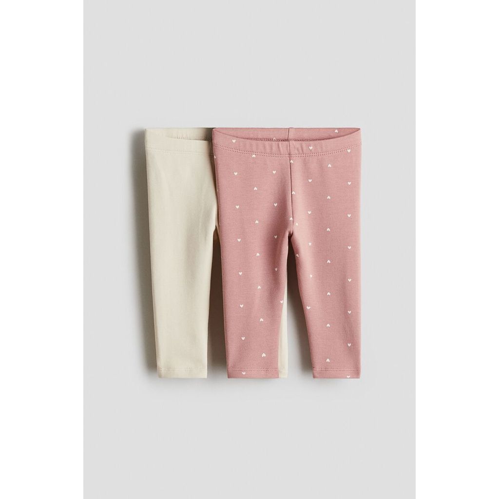 H&M(เอชแอนด์เอ็ม) กางเกงเลกกิ้งผ้าคอตตอนบุผ้าบรัชด้านในแพ็ค 2 ชิ้น Infants 2-pack cotton leggings wi 1104623_6