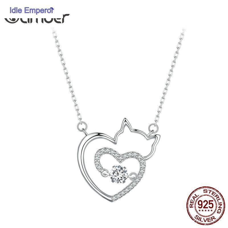 Bamoer สร้อยคอเงินสเตอร์ลิง 925 จี้รูปแมว เครื่องประดับแฟชั่น สําหรับผู้หญิง SCN503