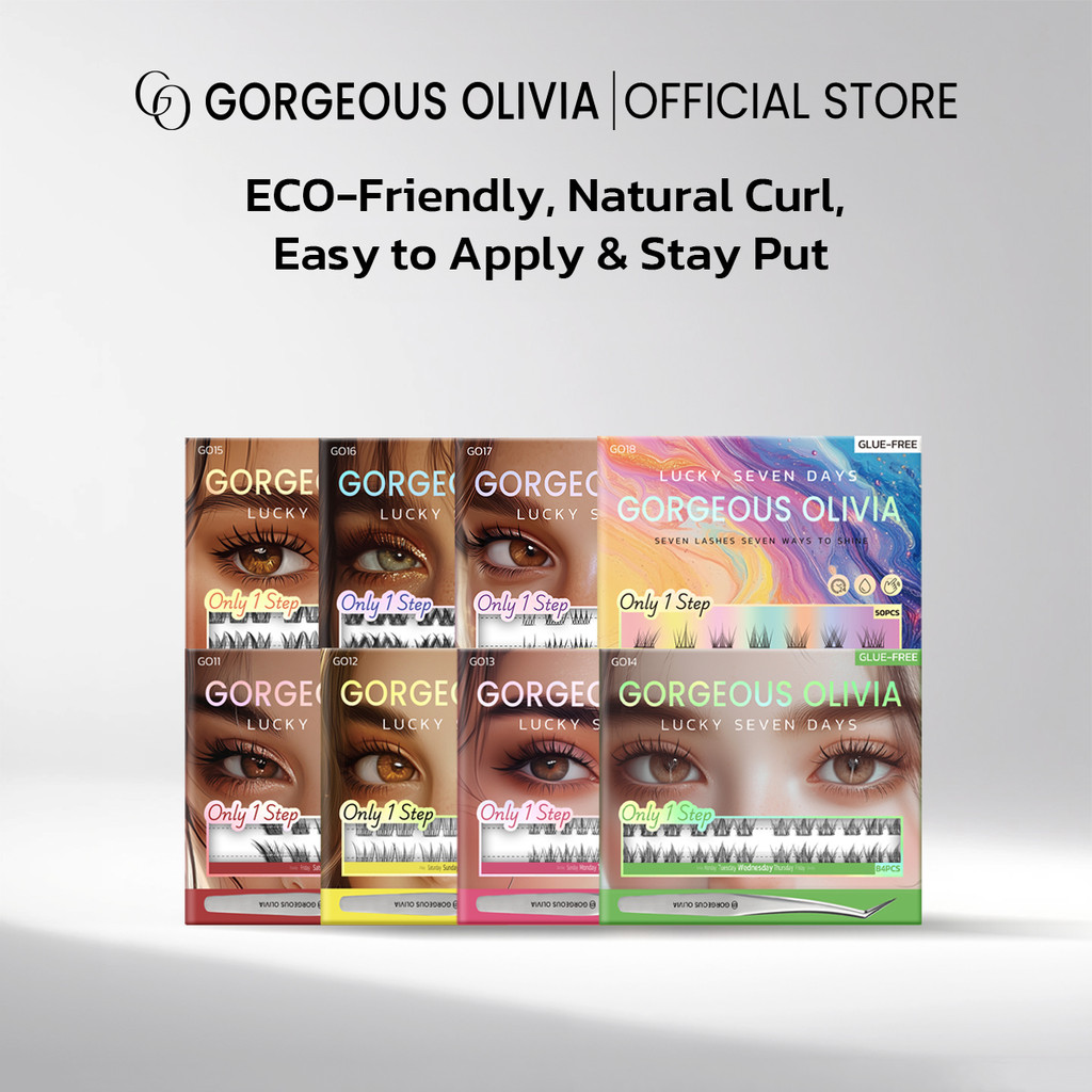 Gorgeous Olivia ขนตาปลอมมีกาวในตัว Lucky 7 Days พร้อมติดได้เลยไม่ต้องใช้กาวเพิ่ม บางเบา อ่อนนุ่ม ติดแล้วสบายตา มาพร้อมแห