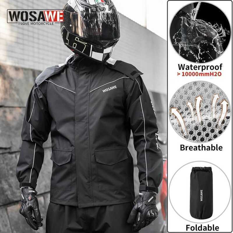 WOSAWE รถจักรยานยนต์ผู้ชายผู้หญิงกันน้ํา Motorcyclist Rider เสื้อกันฝนสะท้อนแสง Ebike สกู๊ตเตอร์ไฟฟ้