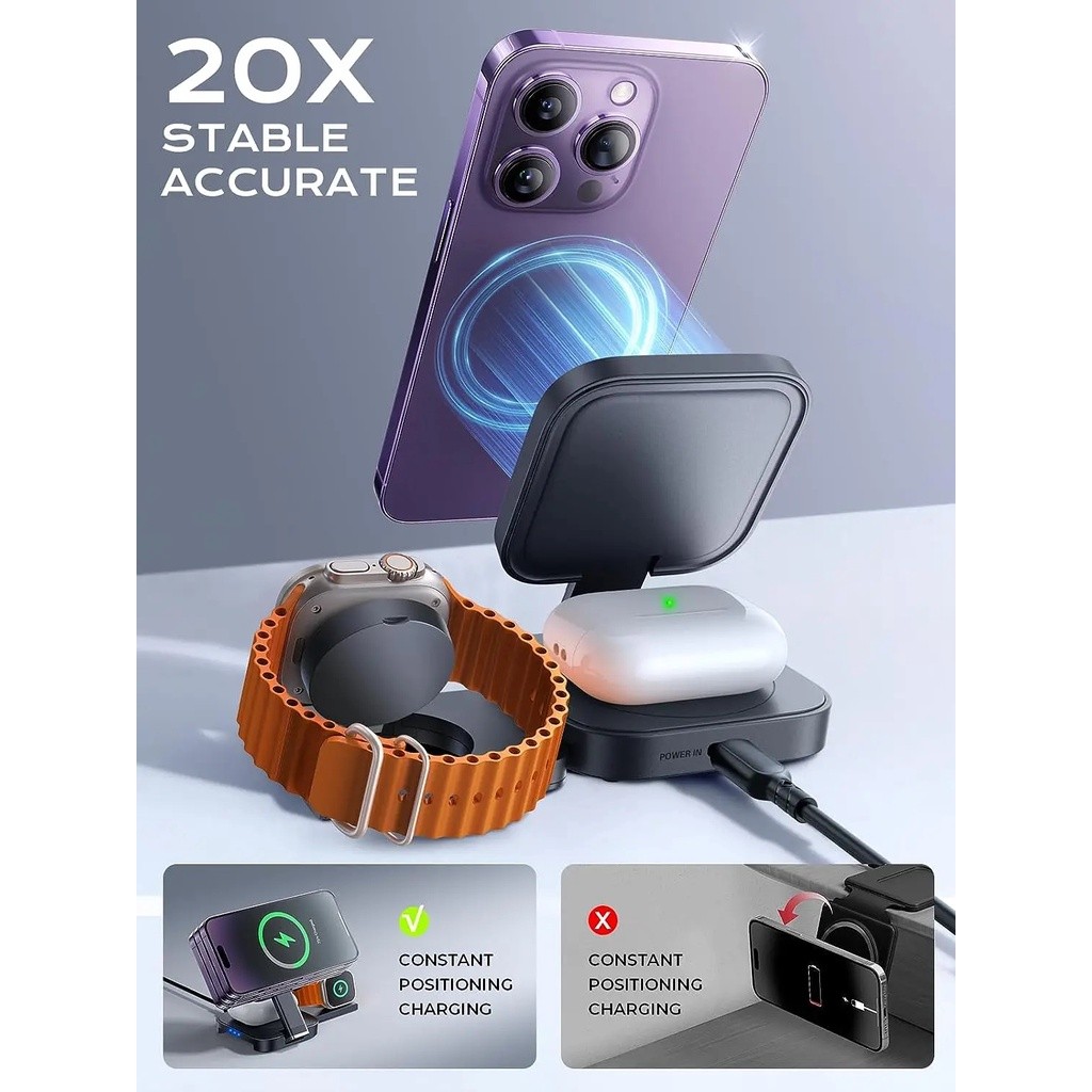 Lisen แท่นชาร์จไร้สาย 3 in 1 สําหรับ Apple Watch