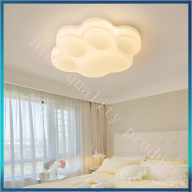 Mijoo MIJU Cream Style Cozy Children's Room Cute Cat Paw Bedroom Light Ceiling Light Natural Wood Ma