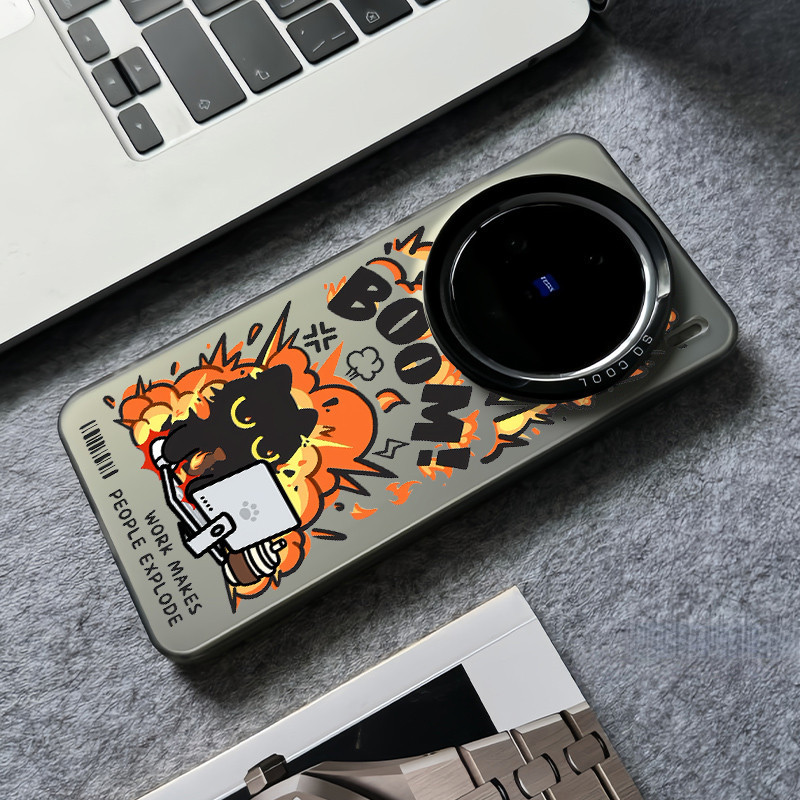 Boom Working Cat Micro Matteเคสโทรศัพท์สําหรับVivo X300 Pro X200 Ultra X200 Pro Mini X100 S Pro X200