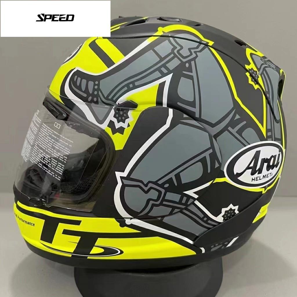 Arai RX7X Isle of Man TT หมวกกันน็อคแบบเต็มหน้าสีเหลือง Arai หมวกกันน็อคเต็มใบ