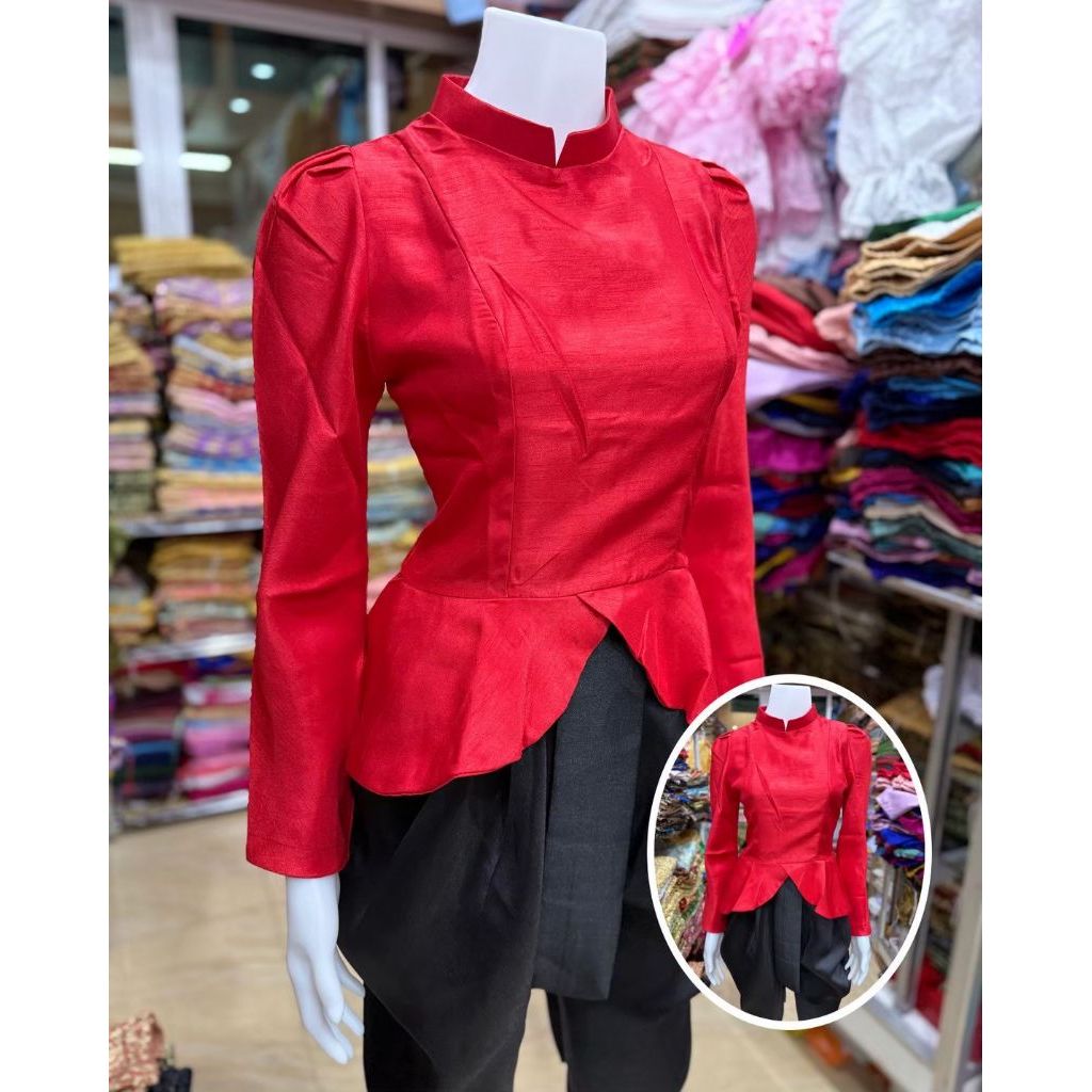 เสื้อไทยบรมชายระบายไม่อัดกาว ผ้าไหม2หน้าเนื้อนิ่ม ทรงสวย มีให้เลือก9สี - รูปที่ 4