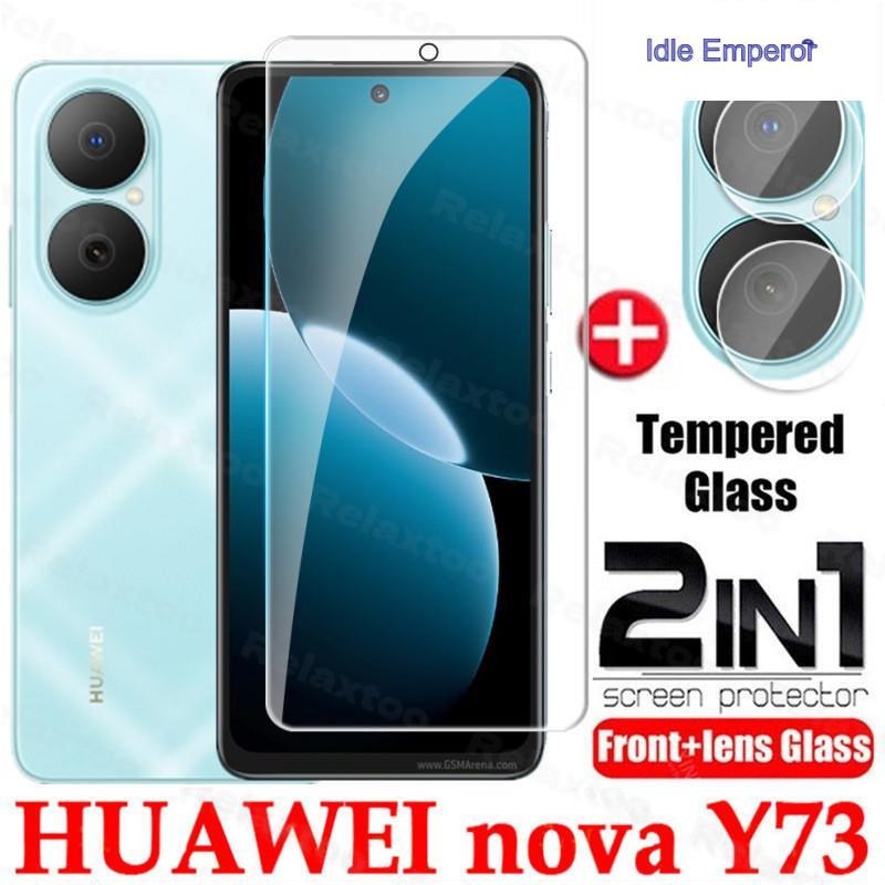 Huawei NovaY73 2025 2in1 3D โค้งกระจกนิรภัยสําหรับ Huawei Nova Y73 NovaY73 Y 73 HuaweiNovaY73 5G 4G 