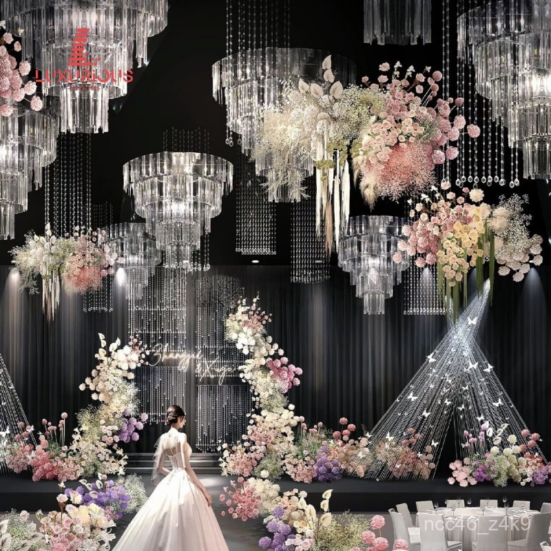 New Crystal Chandelier Bead Curtain Vintage Hotel Wedding Banquet Hall Villa Ceiling Light Lighting 