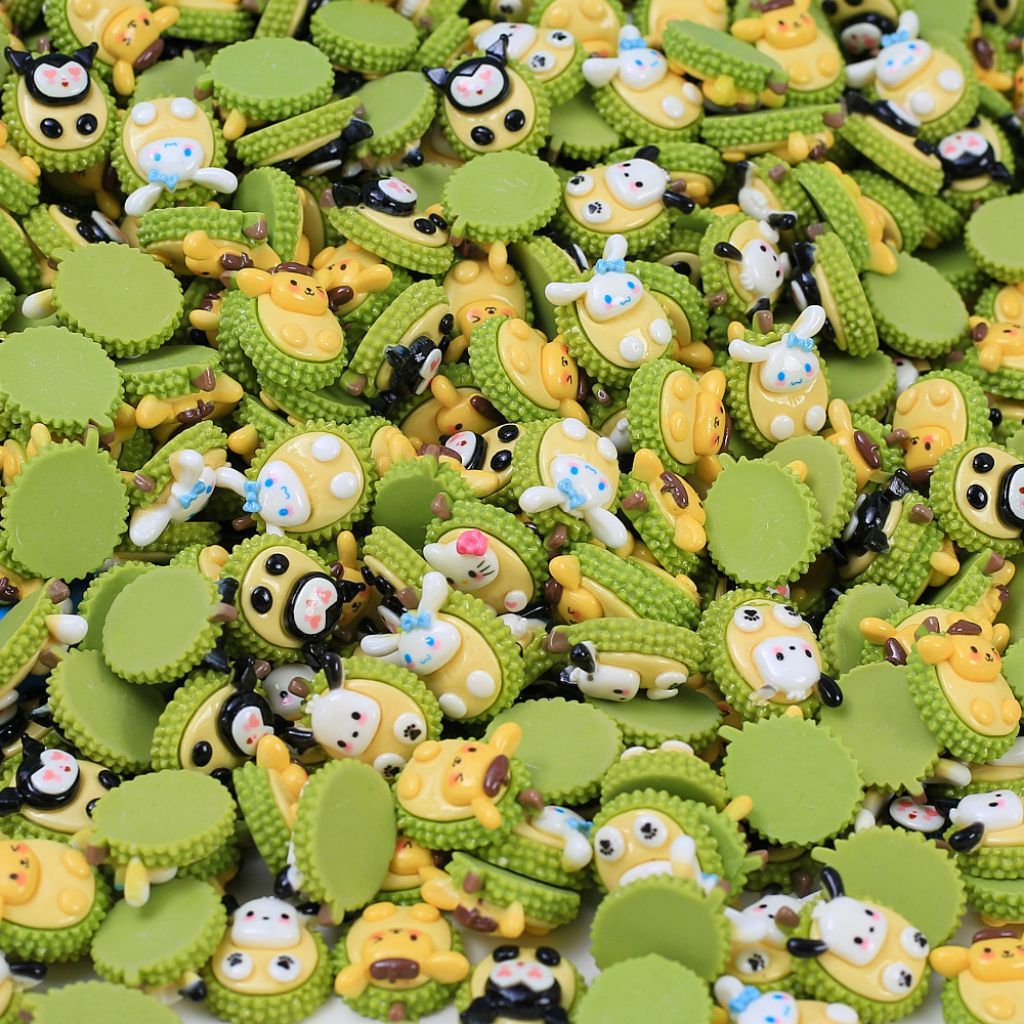 ❮10 ชิ้น❯เรซิ่นทุเรียนหน้าการ์ตูน ทุเรียนจำลอง DIYลายทุเรียนน่ารัก ทำจากกาวครีม วัสดุเรซิน ที่หนีบผมอุปกรณ์ตกแต่ง - รูปที่ 3