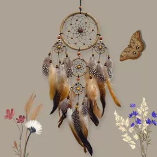 ตาข่ายดักฝันร้าย Dreamcatcher เครื่องรางดักฝัน งานแฮนด์เมด ตกแต่งห้อง ตกแต่งบ้าน ตกแต่งแคมป์ ขนาด 12 cm