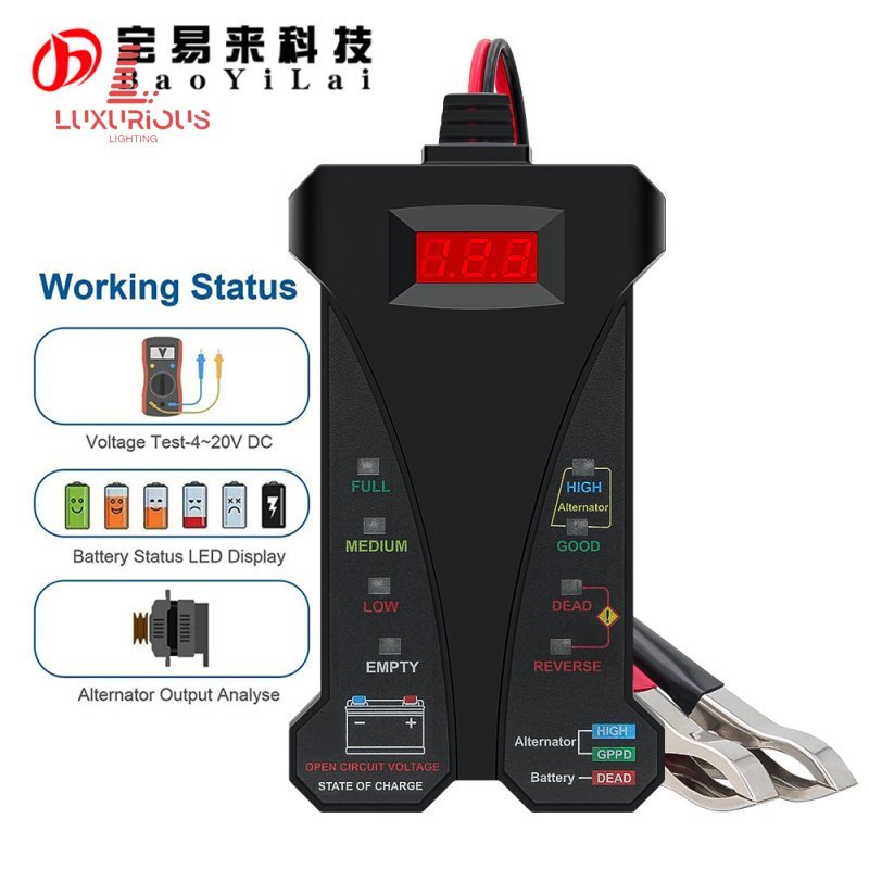 12V Digital Battery Tester Charging System Analyzer การทดสอบแบตเตอรี่ 1L5W
