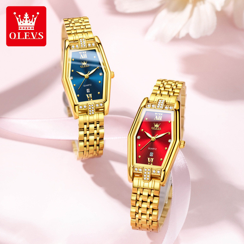 Olevs olevs Square-shaped women's watch with steel strap
