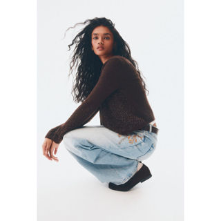 H&M(เอชแอนด์เอ็ม) กางเกงยีนส์เอวสูงทรงกว้าง Women Wide Ultra…