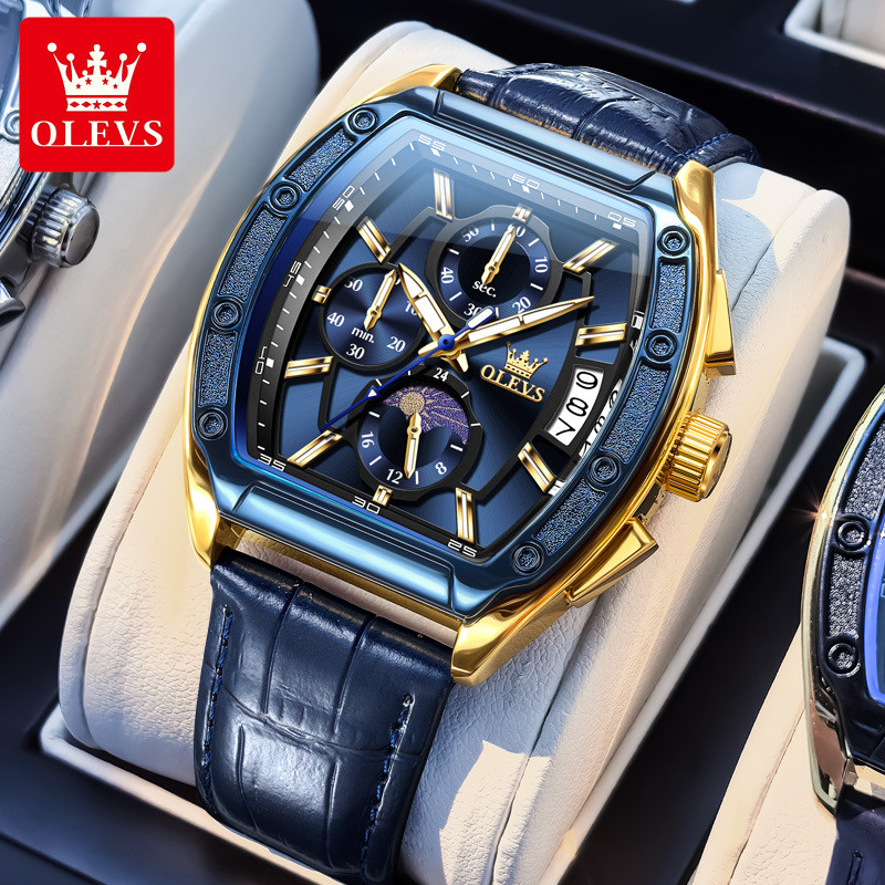 Olevs olevs Square wine barrel-shaped fashionable waterproof men's quartz watch
