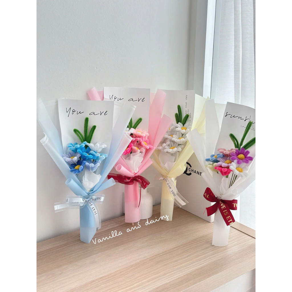 [มีส่งด่วน] ช่อดอกไม้ ช่อเดซี่ขนาด 40cm. สีพาสเทล ช่อดอกไม้ปัจฉิม ช่อดอกไม้รับปริญญา ช่อดอกไม้วาเลนไทน์