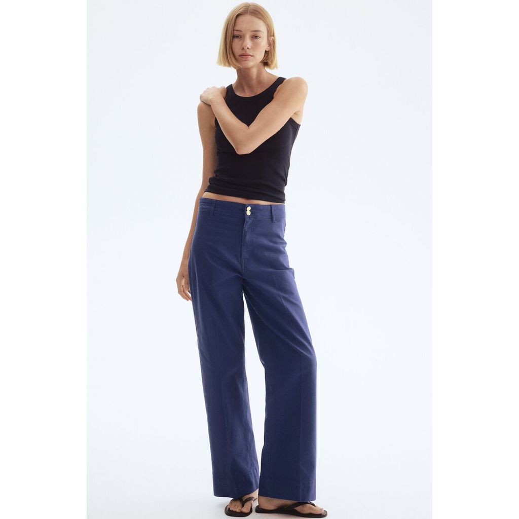 H&M(เอชแอนด์เอ็ม) กางเกงผ้าคานวาส Women Canvas trousers 1293533_1